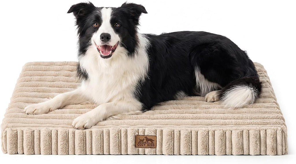 COZY KISS Orthopedic Washable Dog Bed for Crate, 35IN, Beige
