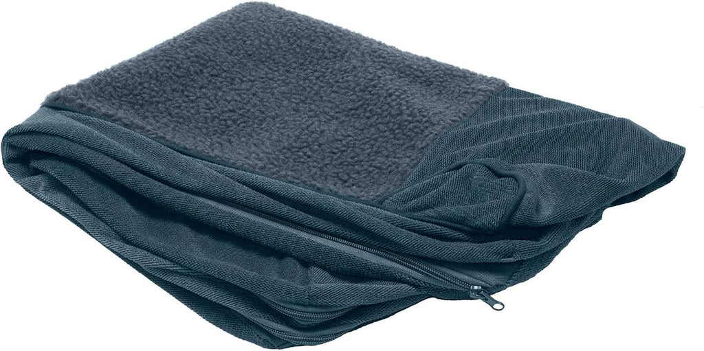 Furhaven Replacement Dog Bed Cover Sherpa & Chenille Sofa-Style, Machine Washable - Orion Blue, Jumbo (X-Large)
