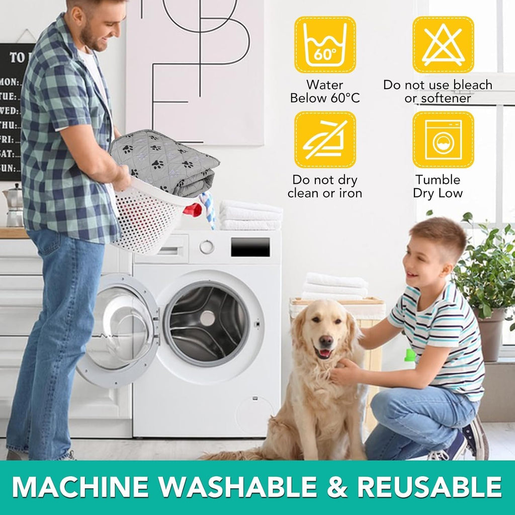FUWERY Washable Pee Pads for Dogs ,30"X34", Grey, 2 Packs | Thick Heavy Absorbency, Reusable, Prevent Leakage, Non-Slip Pee Pads for Puppy Playpen, Potty Training