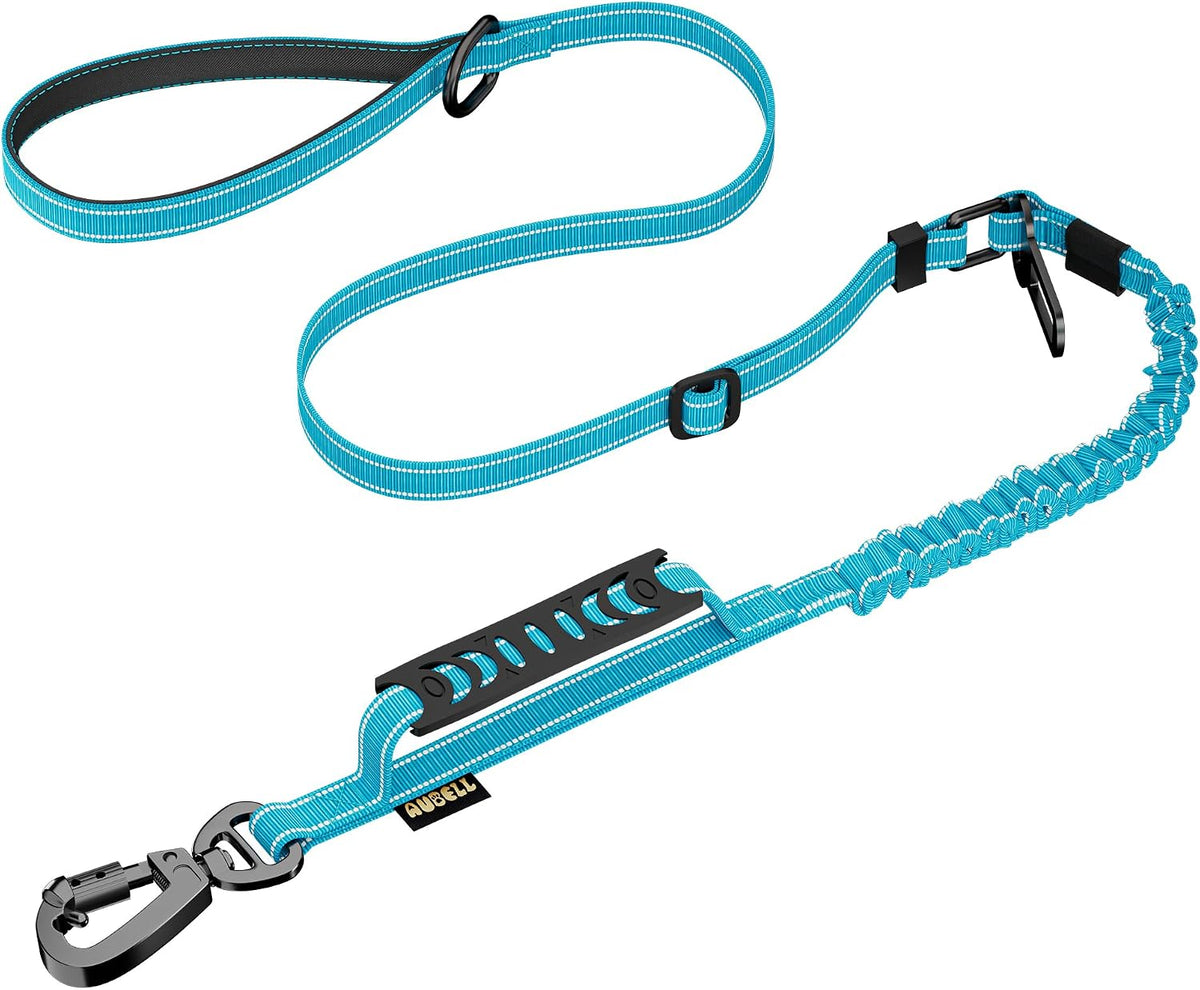 AUBELL Tactical Dog Leash Heavy Duty,4-6ft No Pull Bungee Leash,Blue