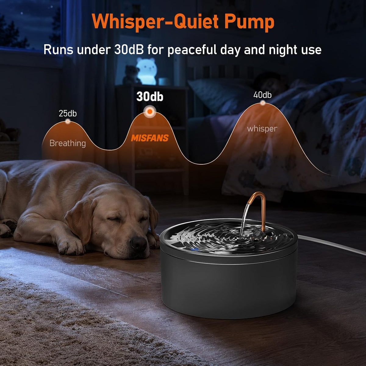 MISFANS Ceramic Dog Water Fountain, All-Ceramic Body, Pure Copper Spout