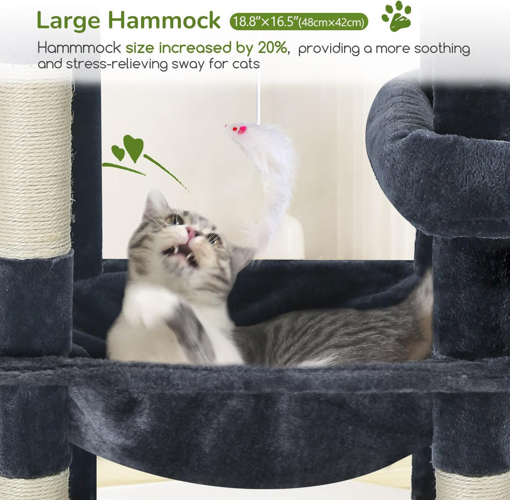 Globlazer 65in Sturdy Cat Tree Tower for Indoor Large Cats, S65, Dark Grey
