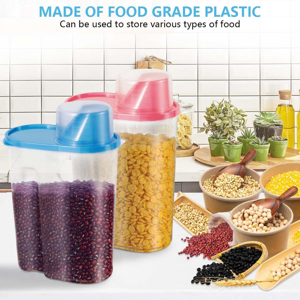 SenseYo 3 Pack 2lb 2.5L Pet Food Storage Container with Measuring Cup BPA Free for Small Dog, Cat, Bird (Blue Pink Green)