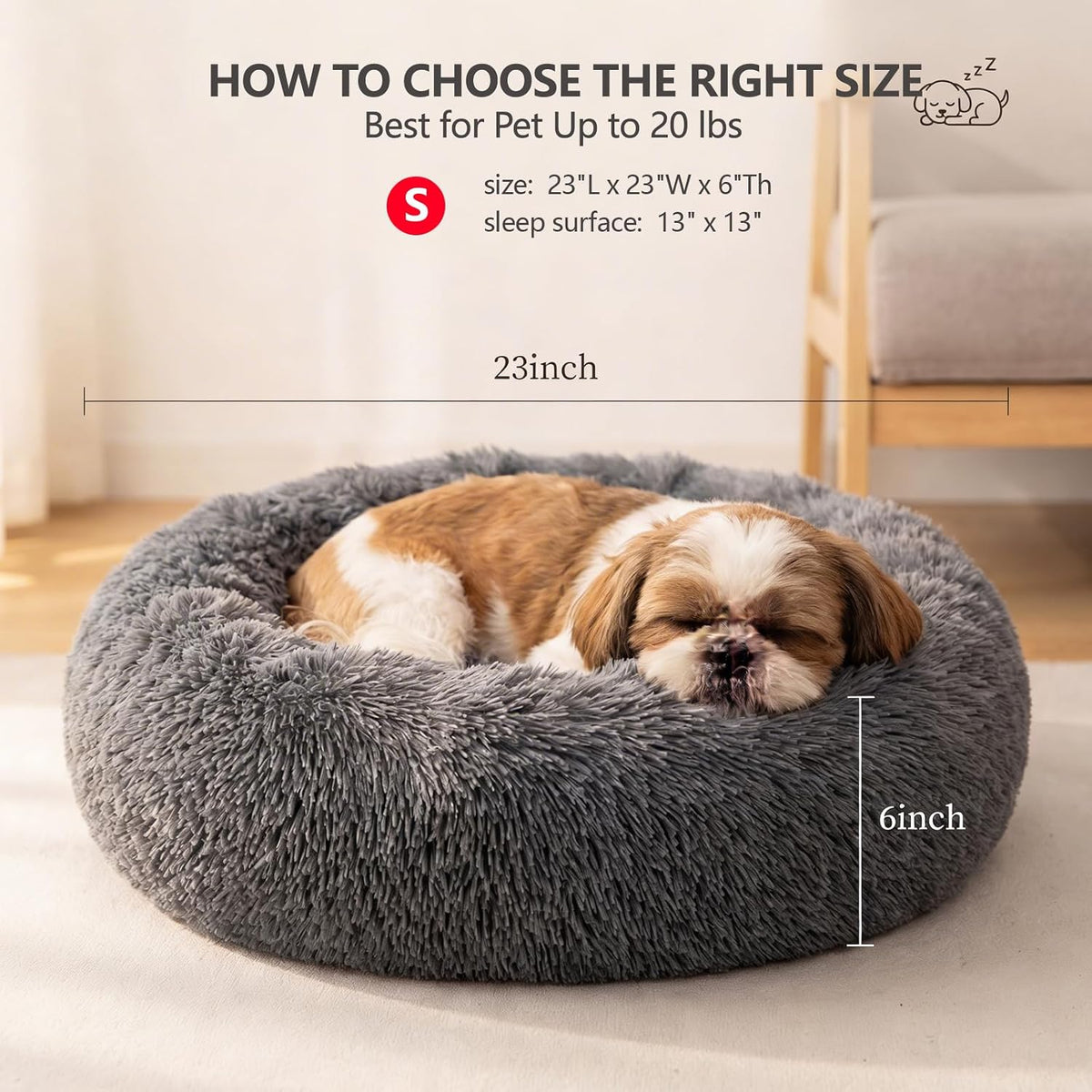 nononfish Calming Dog Bed for Small Dogs,Plush Donut Pet Bed
