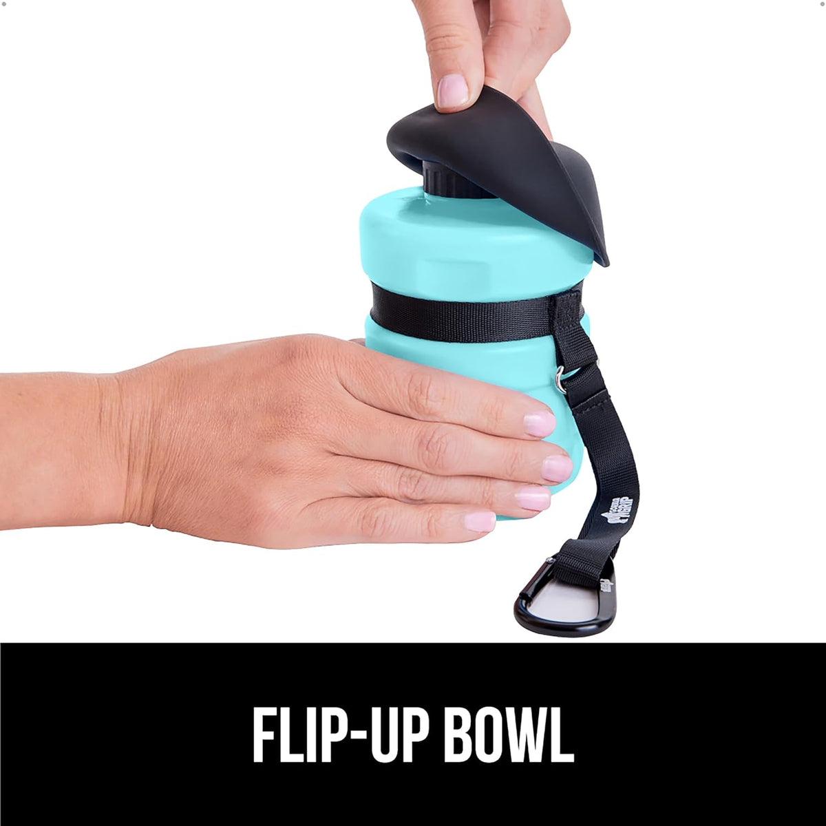 GORILLA GRIP Portable Dog Water Bottle, Food Grade Silicone, 16oz Turquoise | Water Bowl Dispenser for Dogs, Leak Proof Pet Travel Squeeze Bottles, Pet Stocking Stuffer, Puppy Essentials 