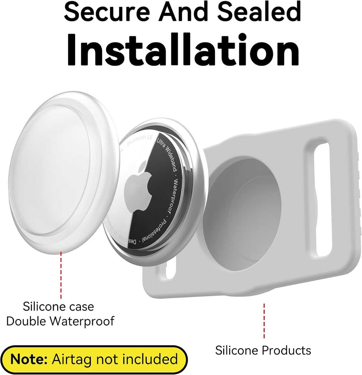 GOCII for Airtag Dog Collar Holder 2 Pack,Waterproof Dog Collar Holder for Apple AirTag(Gen 1 & 2),Silicone Air Tags Case for Dog Collars(Light Gray)