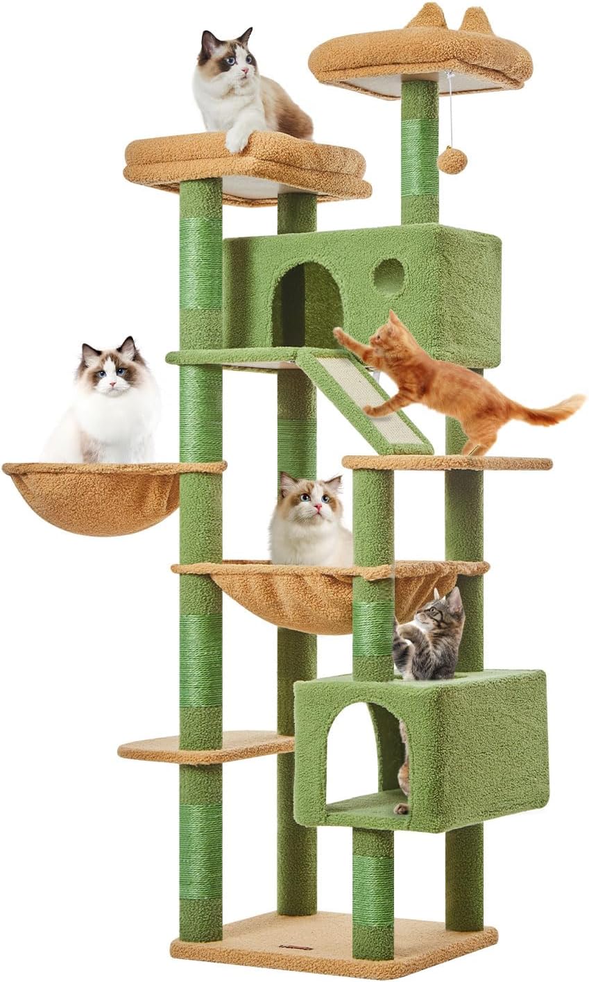 Taoqimiao Cactus Cat Tree, 71 in Extra Large Cat Tower for Indoor Cats