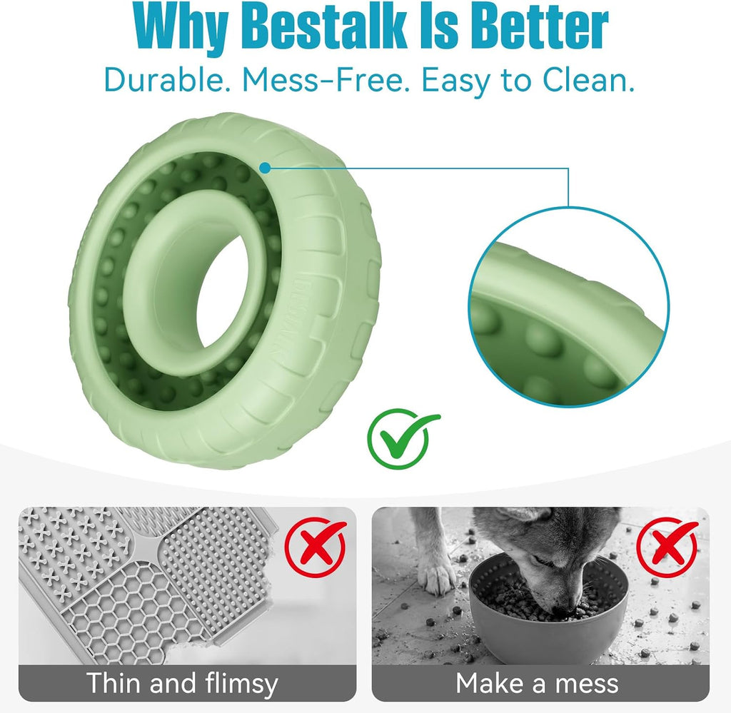 Dog Enrichment Lick Bowl, Bestalk Slow Feeder Lick Mat for Dogs, Freeze Puzzle Licking Bowl for Anxiety Relief, BPA Free Silicone, Dishwasher Safe(Green,M)