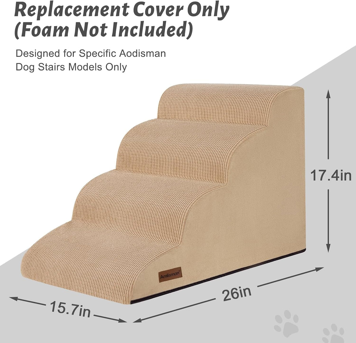 4-Step Dog Stairs Replacement Cover(for AODISMAN Pet Ramp Only),Khaki