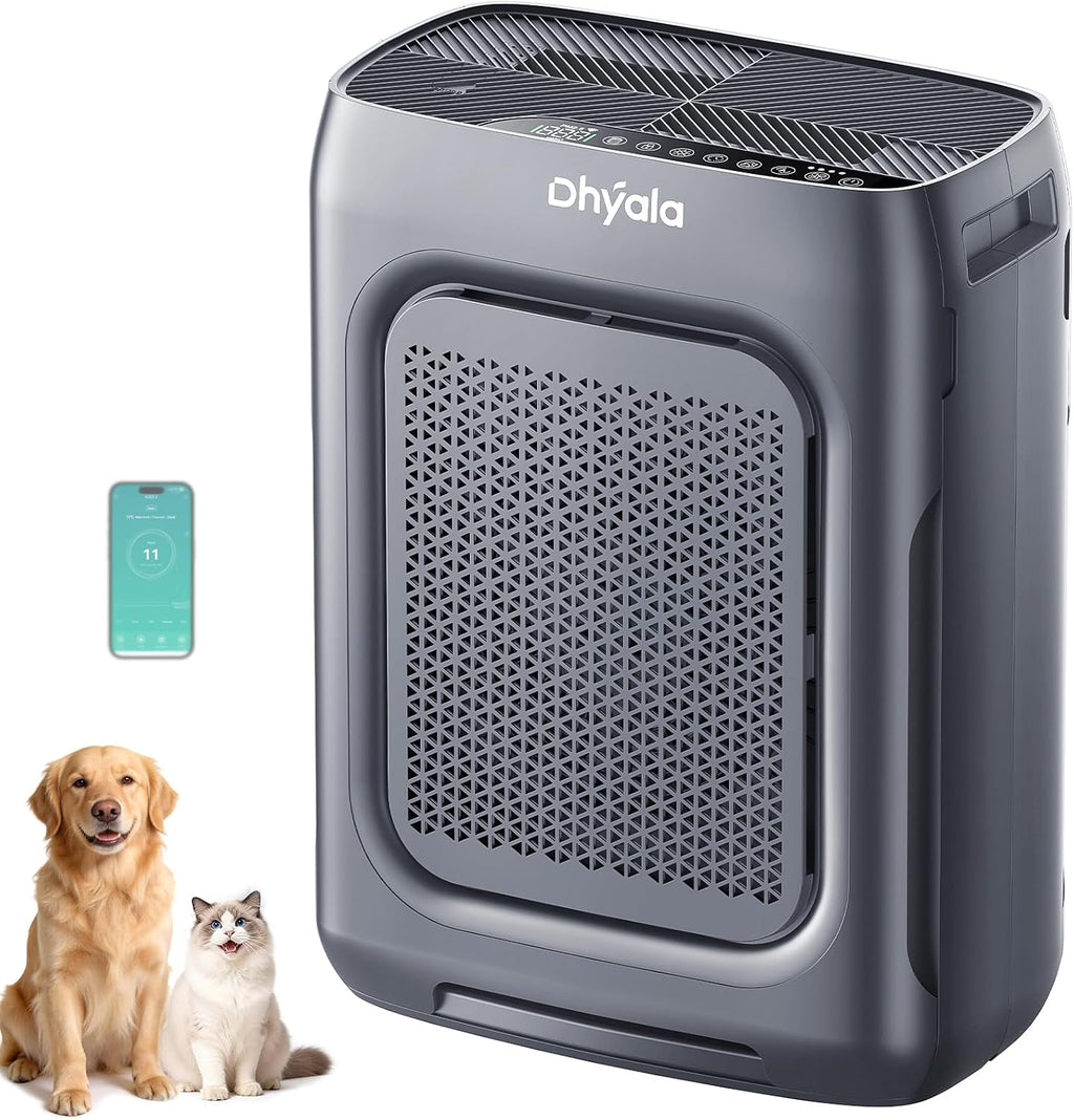 Air Purifier for Home Bedroom Large Room up to 3000Ft², HEPA Air Purifier with Washable Double-Sided Filters, Smart WiFi, AQI Display, Air Cleaner for Pets, Dust, Pollen, 15dB Sleep Mode, Gary