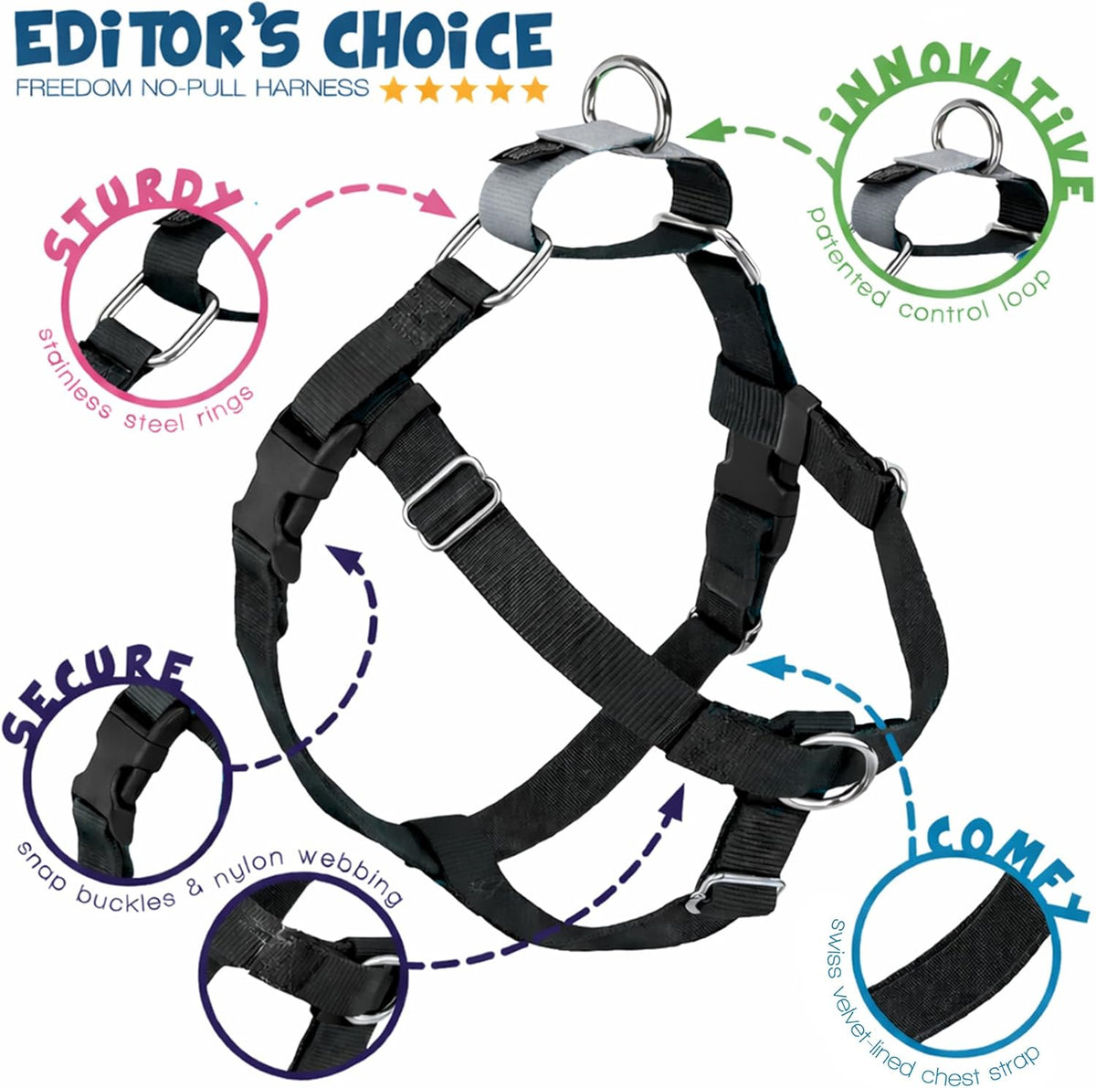 2 Hounds Design Freedom No Pull Dog Harness and Leash, 1" LG, Burgundy