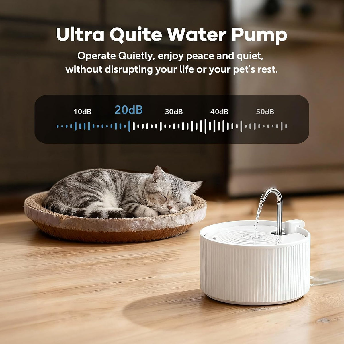 Upgrade 2.2L/78oz Ceramic Cat Fountain, Automatic Ceramic Water Fountain for Cats, Pet Water Fountain with Ultra-Quiet Pump (White)
