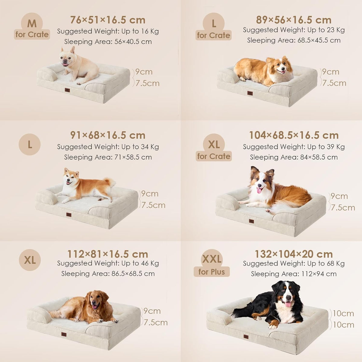 EHEYCIGA Orthopedic Dog Bed Medium Size Dog, Waterproof Washable Pet Beds
