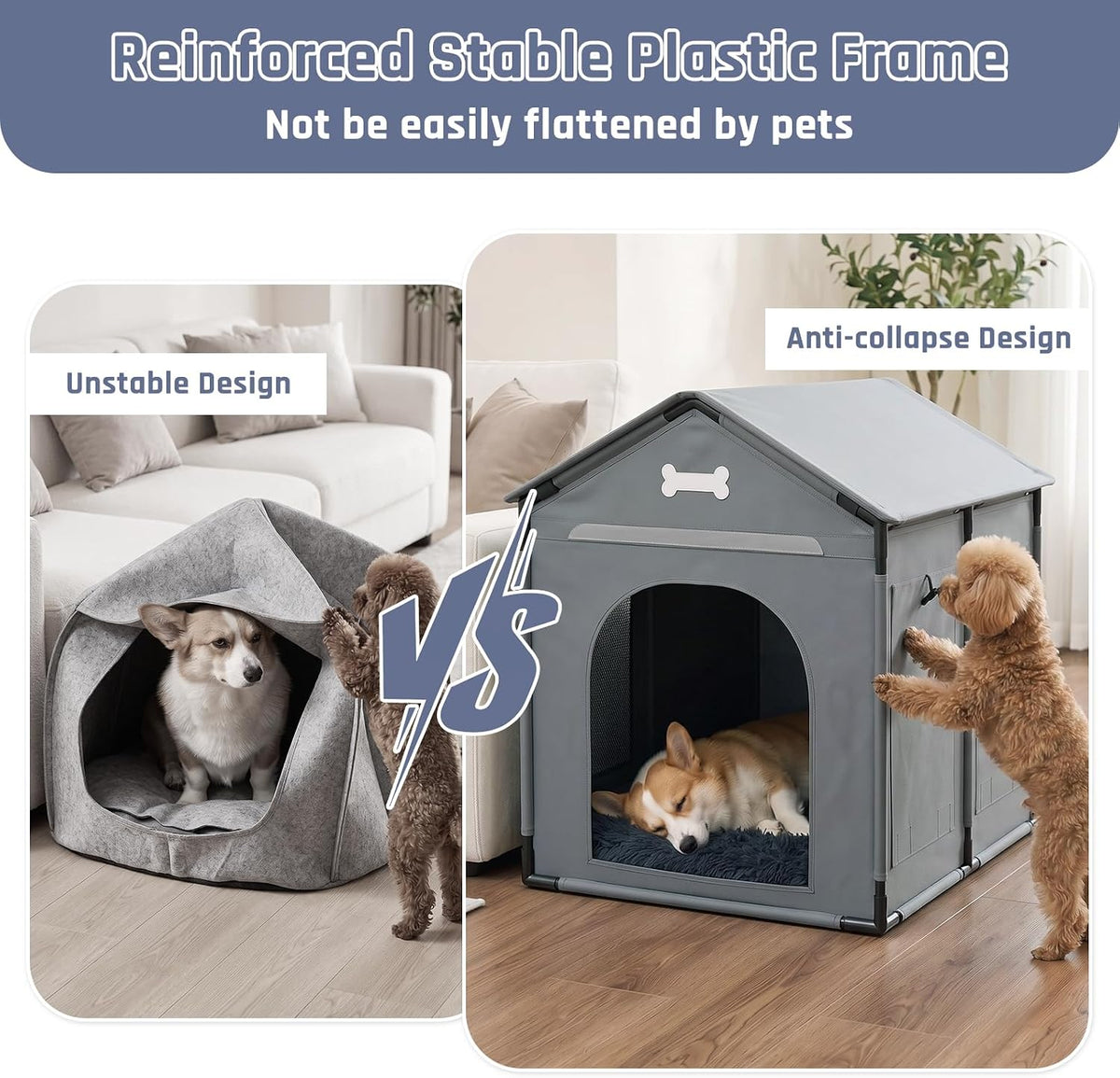 Dog House Indoor Dog Kennel Bed Mat with Cushion for Small-Large Dogs Cats