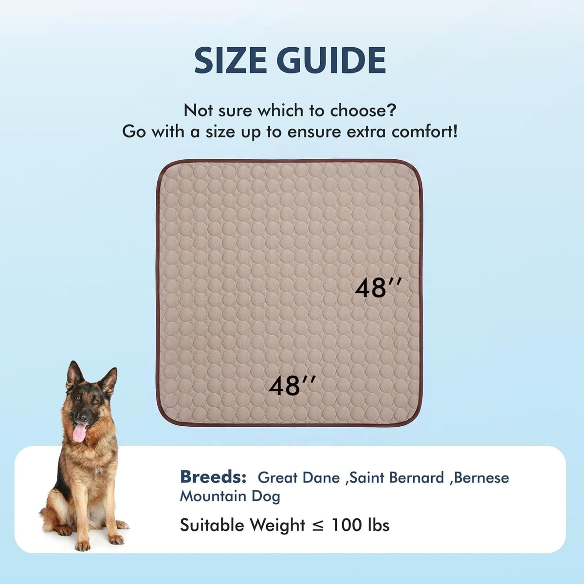 MICROCOSMOS Summer Cooling Mat & Sleeping Pad- Water Absorption Top, Materials Safe, Easy Carry, EZ Clean. Keep Cooling for Pets, Kids and Adults.(Brown, 48" x48")