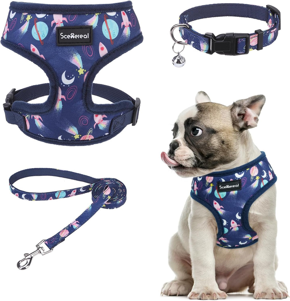 SCENEREAL Small Dog Harness and Leash Set, No Pull Puppy Harness