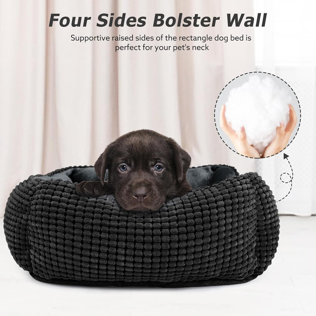 MIXJOY Large Dog Bed for Large Medium Small Dogs, Rectangle Washable Orthopedic Dog Bed, Soft Calming Sleeping Puppy Bed Durable Pet Cuddler with Anti-Slip Bottom L(30"x24"x9")