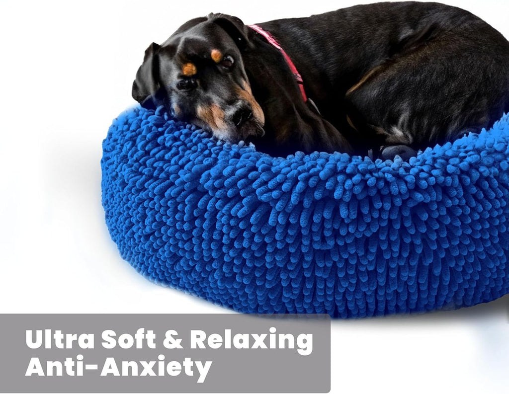 Muddy Mat®Cloud K-9 Bed for Dogs & Cats, Soft & Relaxing Donut Dog Bed, Chenille Material, Removable Cover, Washable & Dryer Safe–Navy Blue Medium(35'x35')