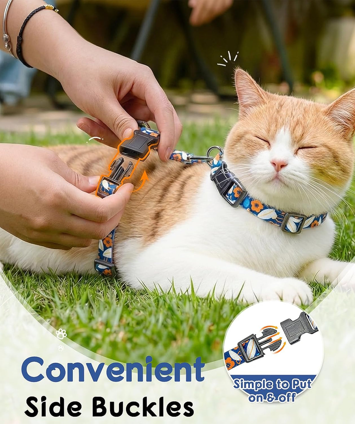 Halypet 2-Pack Cat Harness and Leash Set, Escape Proof 3-in-1 Adjustable Harness for Cats, Soft Lightweight, Easy On & Control for Walking, Travel & Outdoor Use, Small (Navy & Blue)