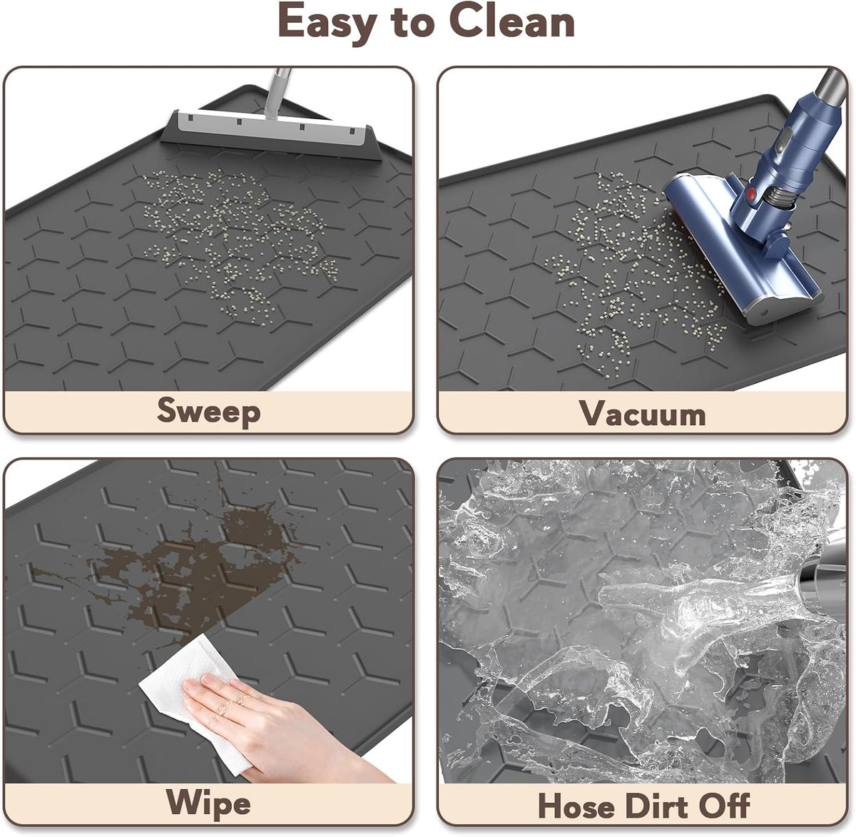 Garoopion Silicone Cat Litter Mat 24×16 inch, Easy to Clean, Dark Gray | Waterproof Silicone Mat with Raised Edges, Catch Litter, Protect Floor from Urine, Multi-Use for Dog/Sink/Kitchen/Boots