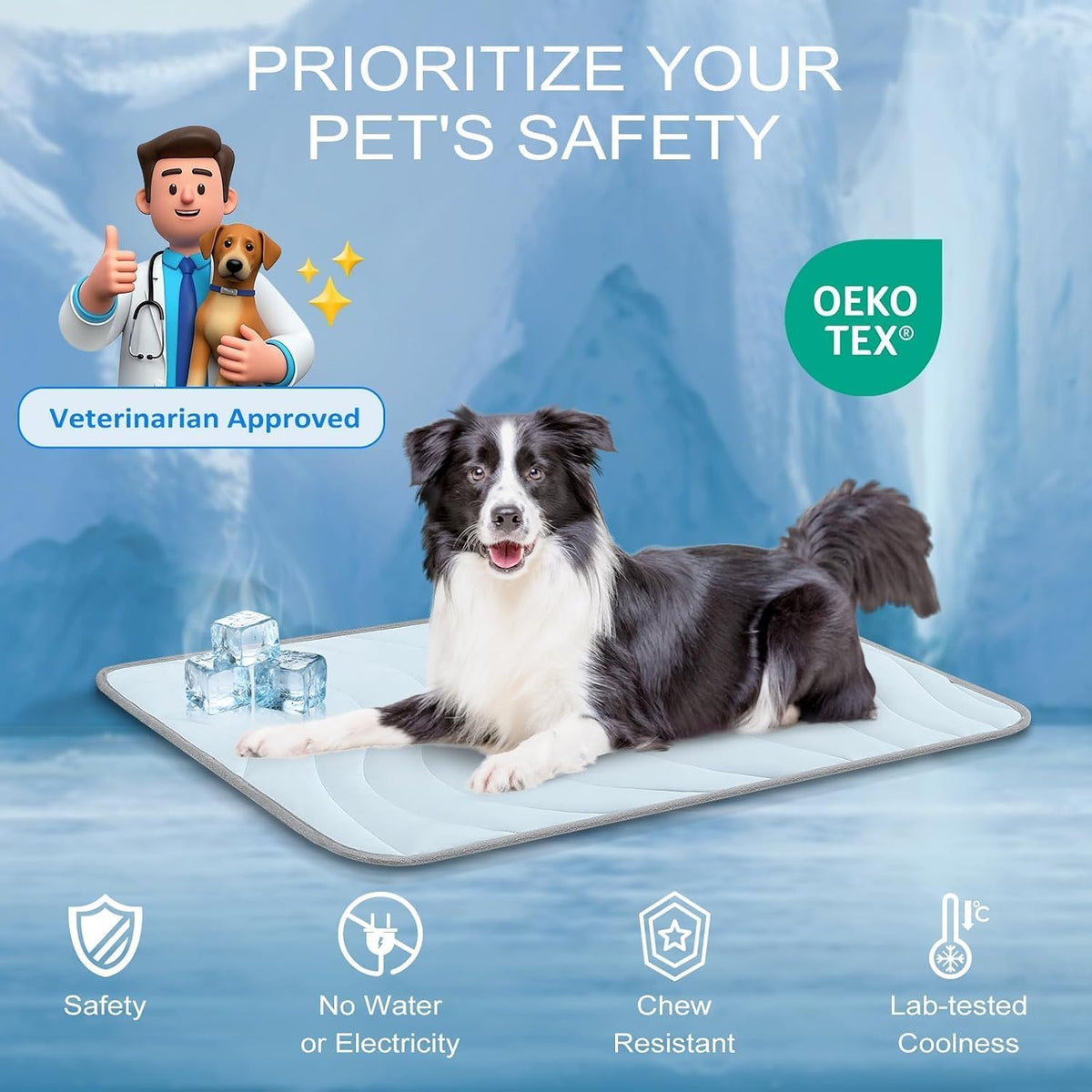 Cozyide Dog Cooling Mat, Q-Max>0.45, 36" L x 23" W, Blue