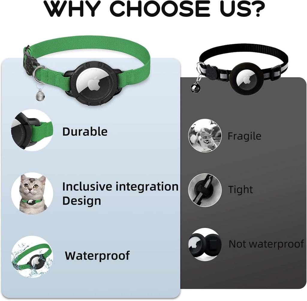 AirTag Cat Collars, Stretchy Collar with AirTag Holder and Bell
