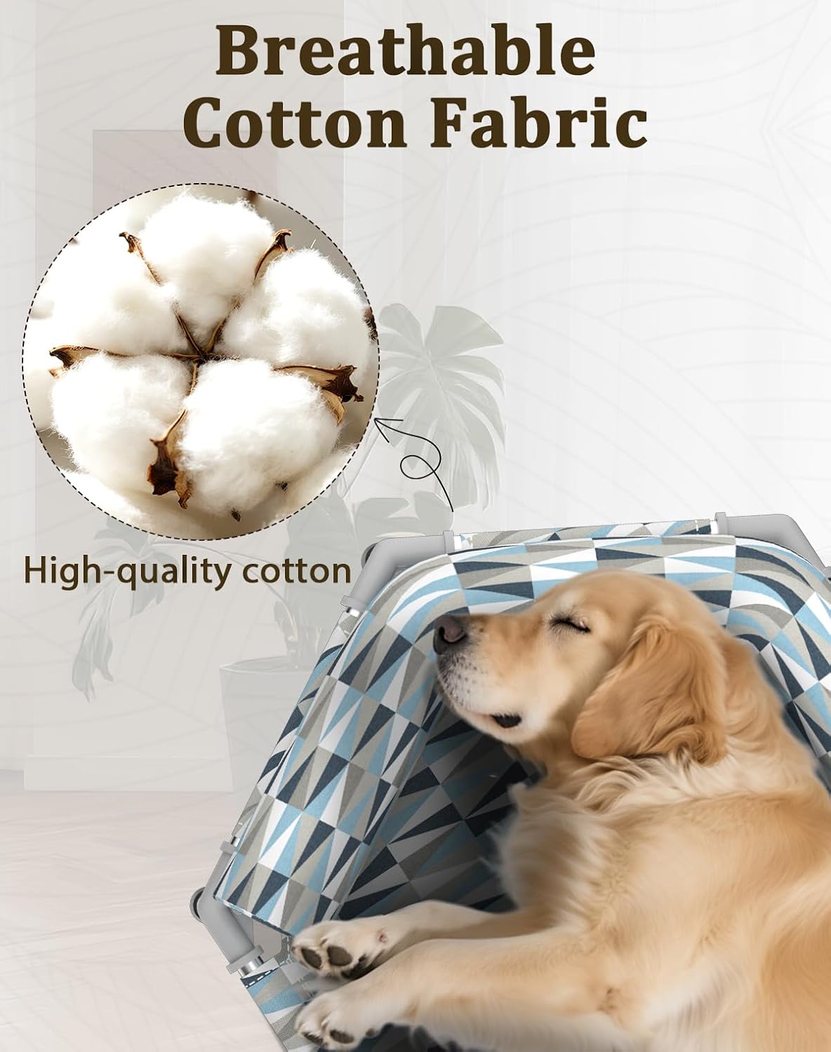 Elevated Dog Bed with Bolster, Raised Cooling Orthopedic Dogs Cot Medium