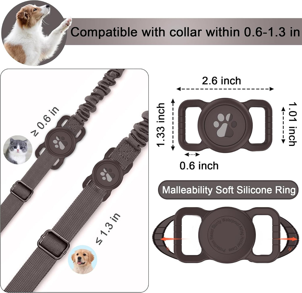 SANKALA Waterproof Airtag Dog Collar Holder, Coffee, 1 Pack