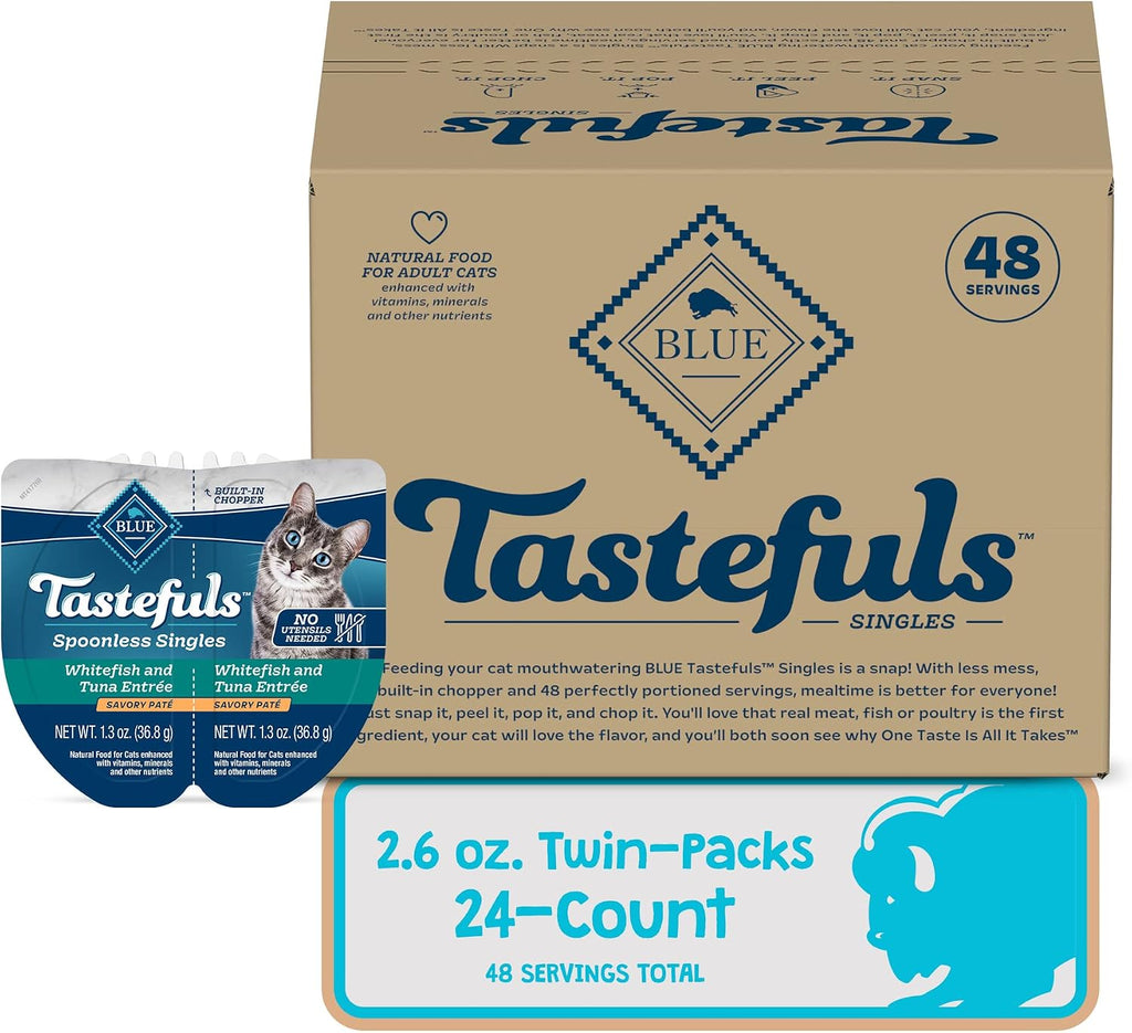 Blue Buffalo Tastefuls Whitefish & Tuna Spoonless Singles, 2.6 oz, 24 ct