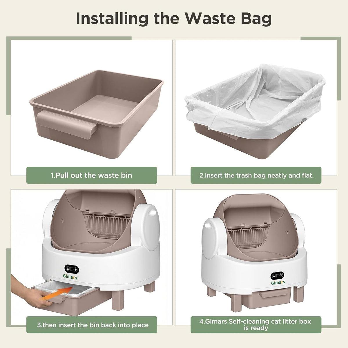 Gimars Open Top Design Self Cleaning Litter Box, Automatic Cat Litter Box for Multiple Cats & Senior Cats, App Control with Safety Sensors, Low Odor, Includes Trash Bags & Litter Mat