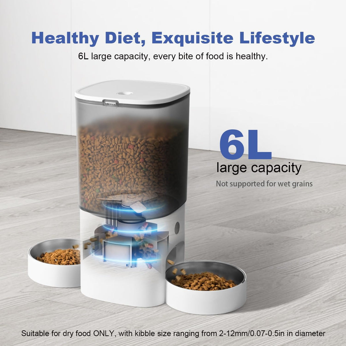ANDOLL HOME 6L Automatic Cat Feeder, 2 Pets Timed Cat Dry Food Dispenser