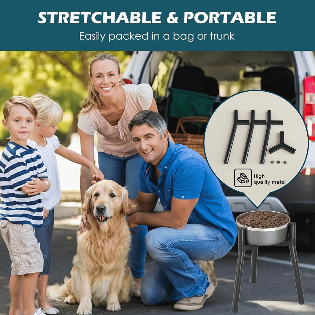 SHAINFUN Adjustable Metal Raised Stand for Large & XL Breeds, Compatible with 7 to 10.6" Wide Bowls, Single Tall Elevated Feeder (Bowl Not Included)