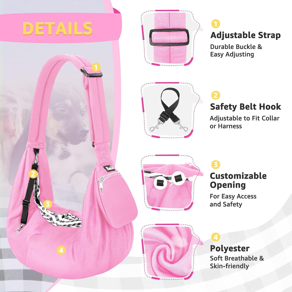 SlowTon Dog Carrier Sling - Thick Padded Shoulder Strap Adjustable, PI, L