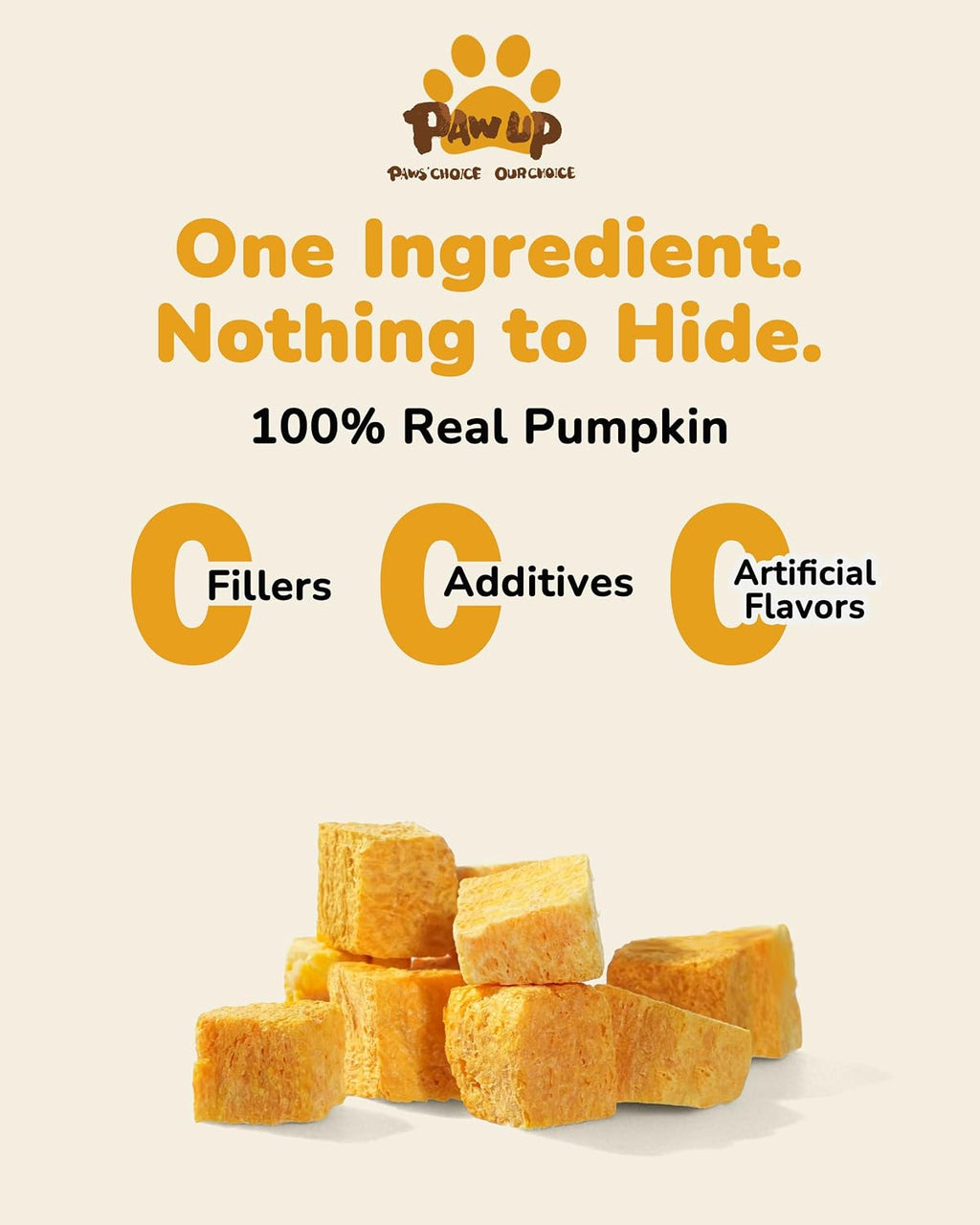 PAWUP Freeze Dried Pumpkin Treats for Dogs & Cats, Single Ingredient