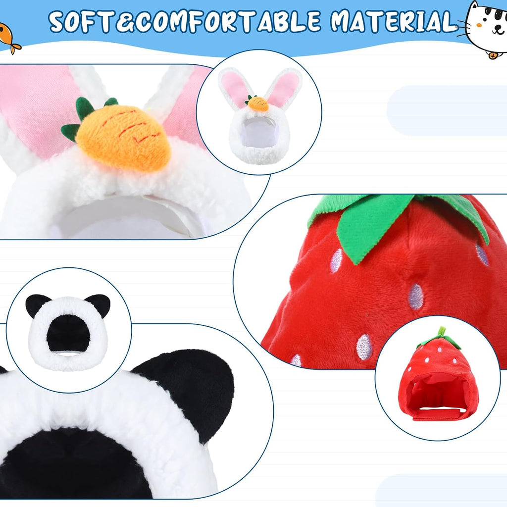 Weewooday 5 Pcs Cat Hat, Panda, Rabbit, Bee, Strawberry, Flower