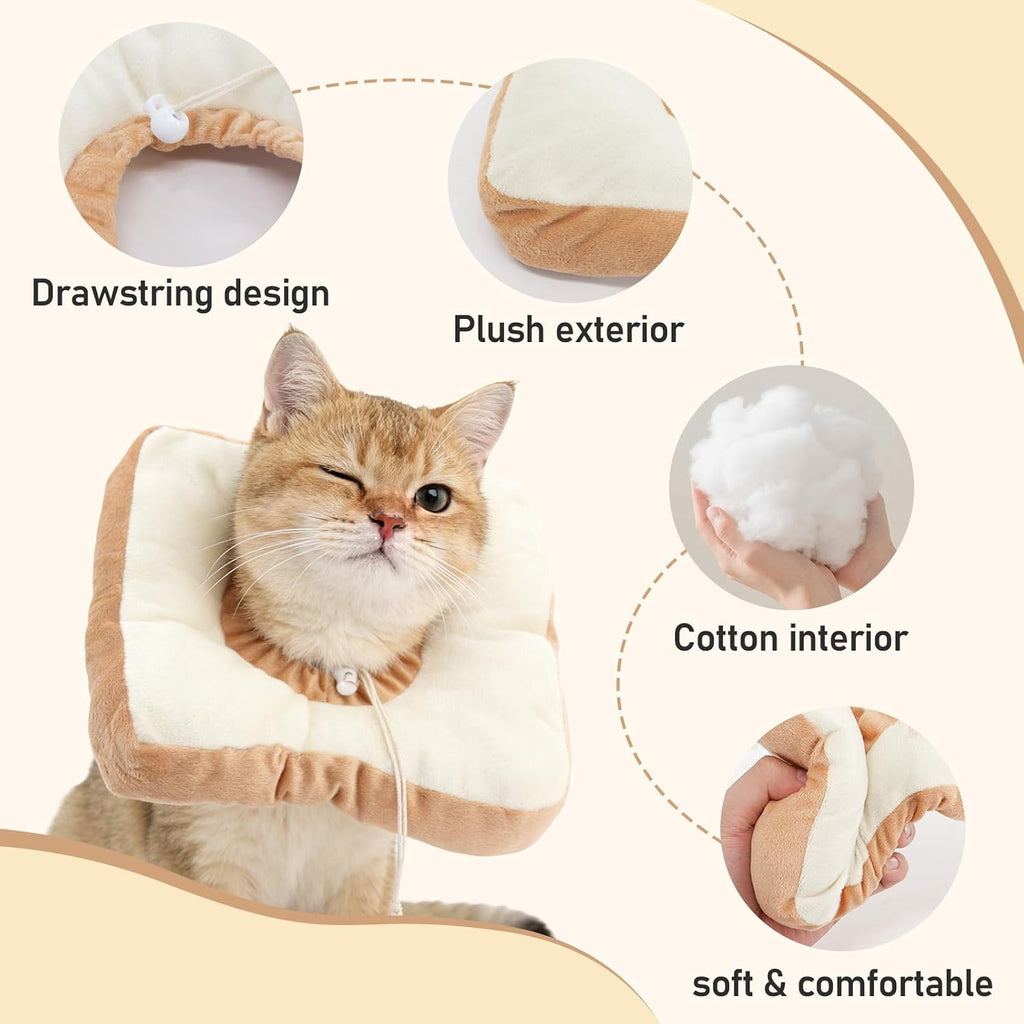 Toast Cat Recovery Cone, Adjustable Pet Elizabethan Collar for Cats &Puppy, Soft Cone for Cats After Surgery to Stop Licking, Cat Neck Pillow for Sleeping, Easy to Clean (Yellow, S)