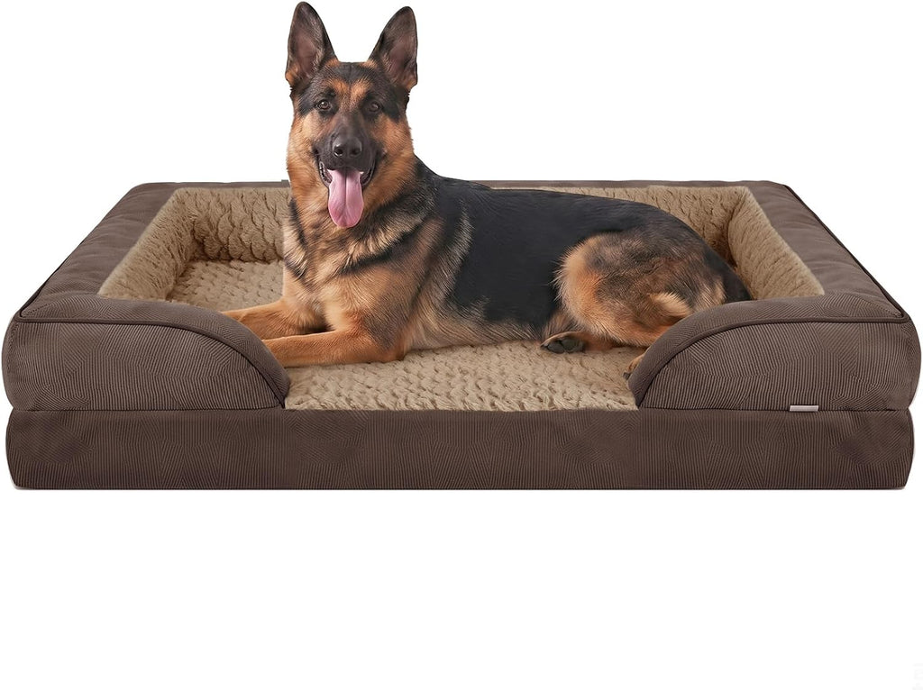 INVENHO Orthopedic Extra Large Dog Bed, XXL Waterproof Dog Sofa, Egg-Crate Foam Couch with Washable Removable Cover, Waterproof Lining and Nonskid Bottom
