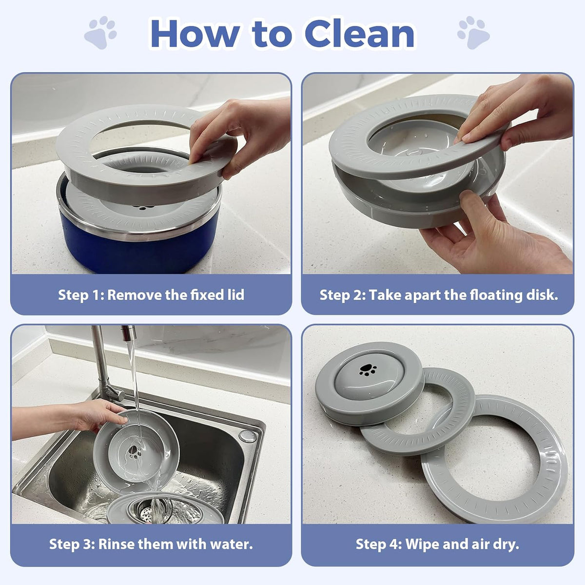 Stainless Steel Dog Water Bowls, No Spill Water Bowls for Dogs, Blue