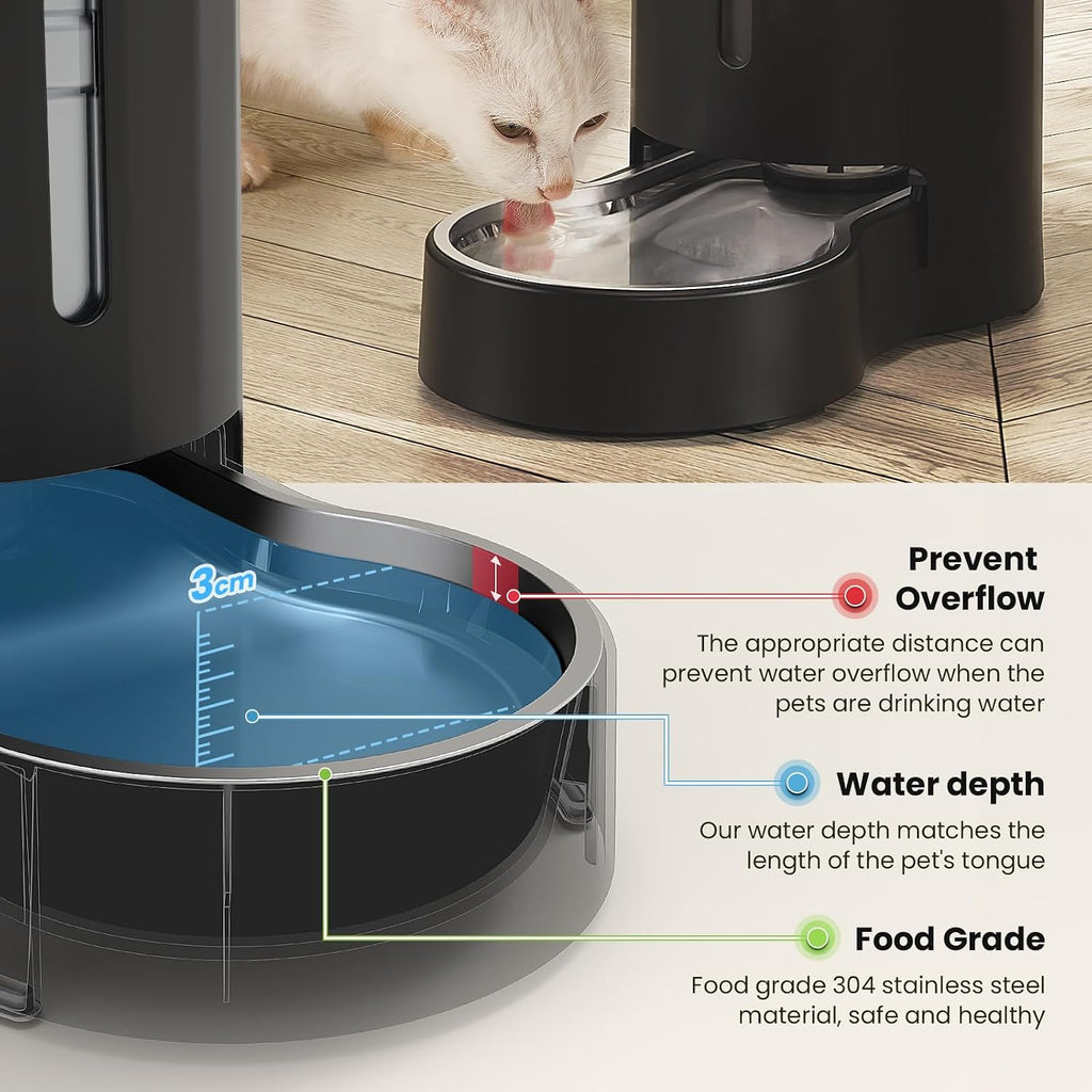 CZPET Gravity Dog Water Bowl Dispenser, Wider Mouth (9.5L+Filter,Black)