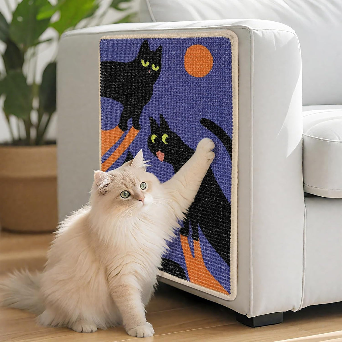 3-in-1 Sisal Cat Scratcher Mat with Sticker Tape Floor & Wall Scratch Pad