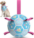 QDAN Dog Birthday Toys, Puppy Birthday Gifts, Dog Soccer Ball with Straps | 8 Inch Outdoor Herding Balls for 30-90 lbs Dogs, Interactive Training Soccer Toy for Tug of War, Dog Ball to Keep Them Busy