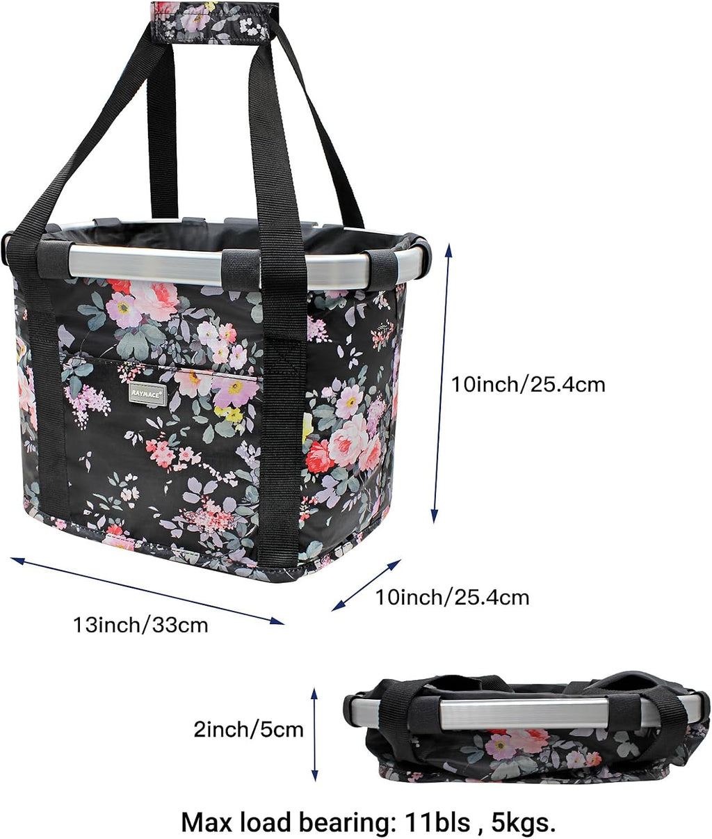 RAYMACE Bicycle Basket Dog Bike Handlebar Basket Front,Folding Detachable Quick Release Easy Install,Cycling Picnic Bag