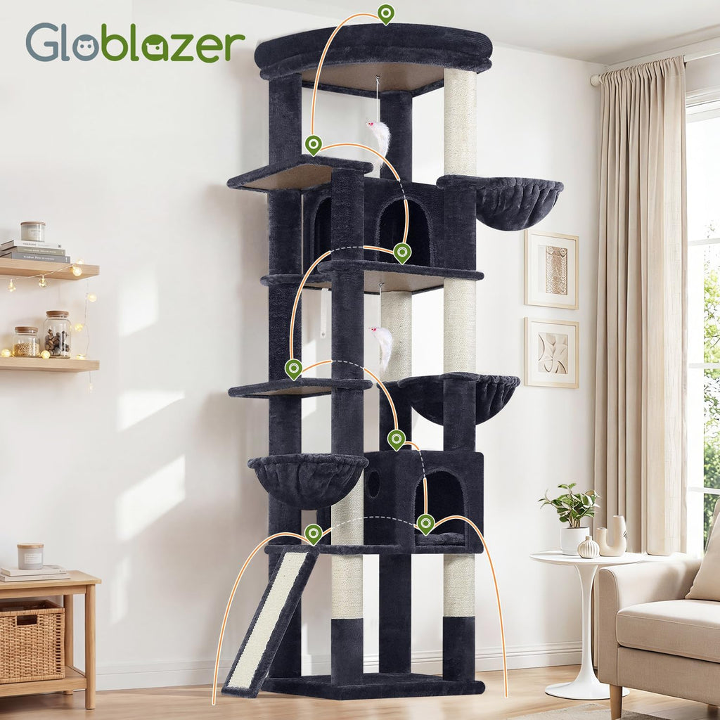 Globlazer Extra Large Cat Tree for Indoor Multiple Cats, S78G, Dark Grey
