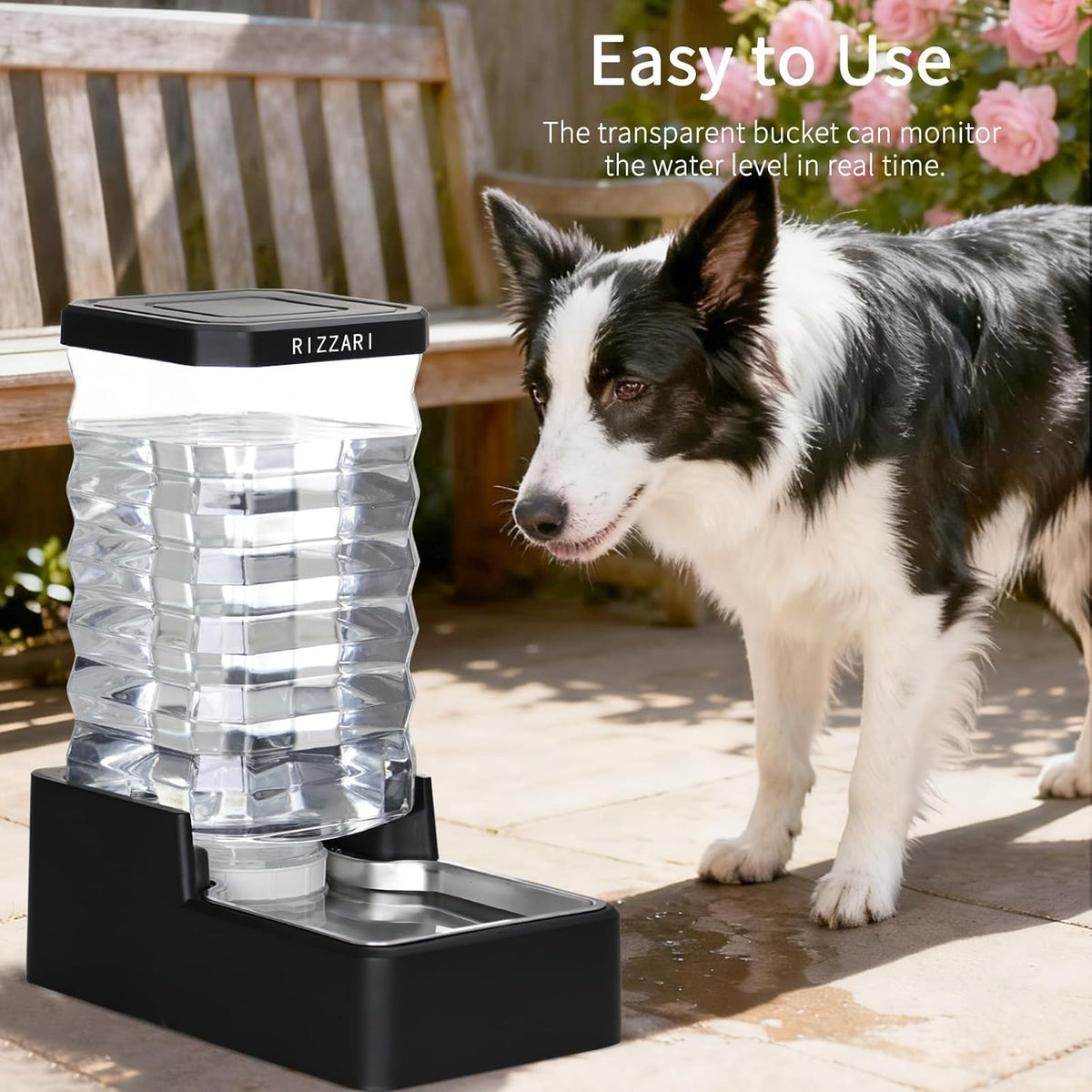 RIZZARI 2.64 Gallon Dog Water Bowl Dispenser:Large for Multiple Dogs