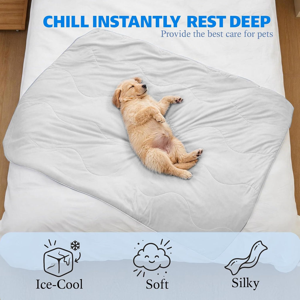 Cooling Blanket for Dogs. Dog Cooling Blankets for Large Dogs, Breathable Cooling Fabric, Cold Washable, Cooling Dog Blanket Durable Scratch-Resistant Soft Fabric for All Seasons, Light Gray