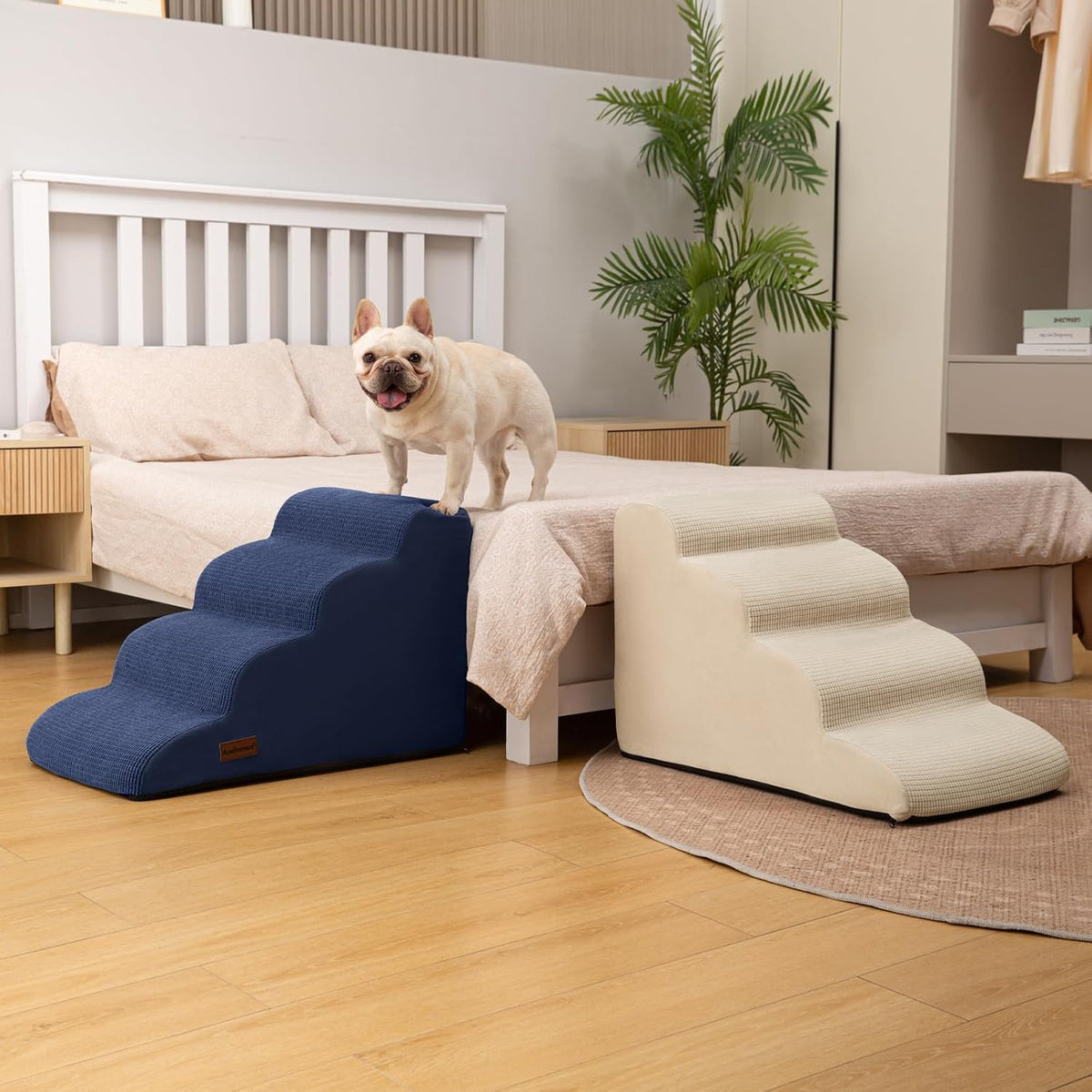 Aodisman Dog Steps for Bed or Couch,4-Step Pet Stairs Ramp for Small Dogs