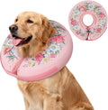 IEUUMLER Inflatable Recovery Dog Cone Collar, Neck Donut Protective ECollar, Adjustable Soft Collar for Dog and Cat After Surgery Prevent from Biting & Licking EU020 Floral Wreath M+