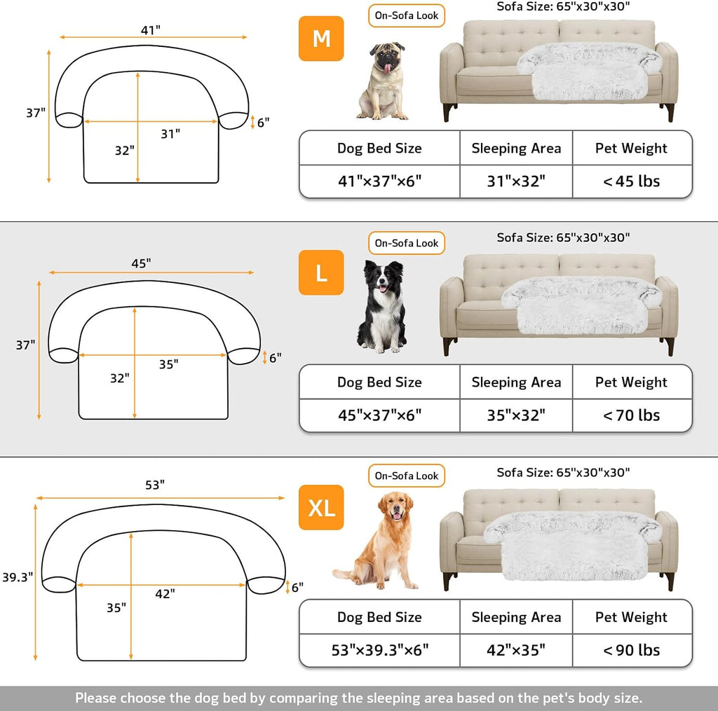 Calming Dog Bed Fluffy Plush Dog Mat for Furniture Protector with Removable Washable Cover for Large Medium Small Dogs and Cats (Large, Light Grey)