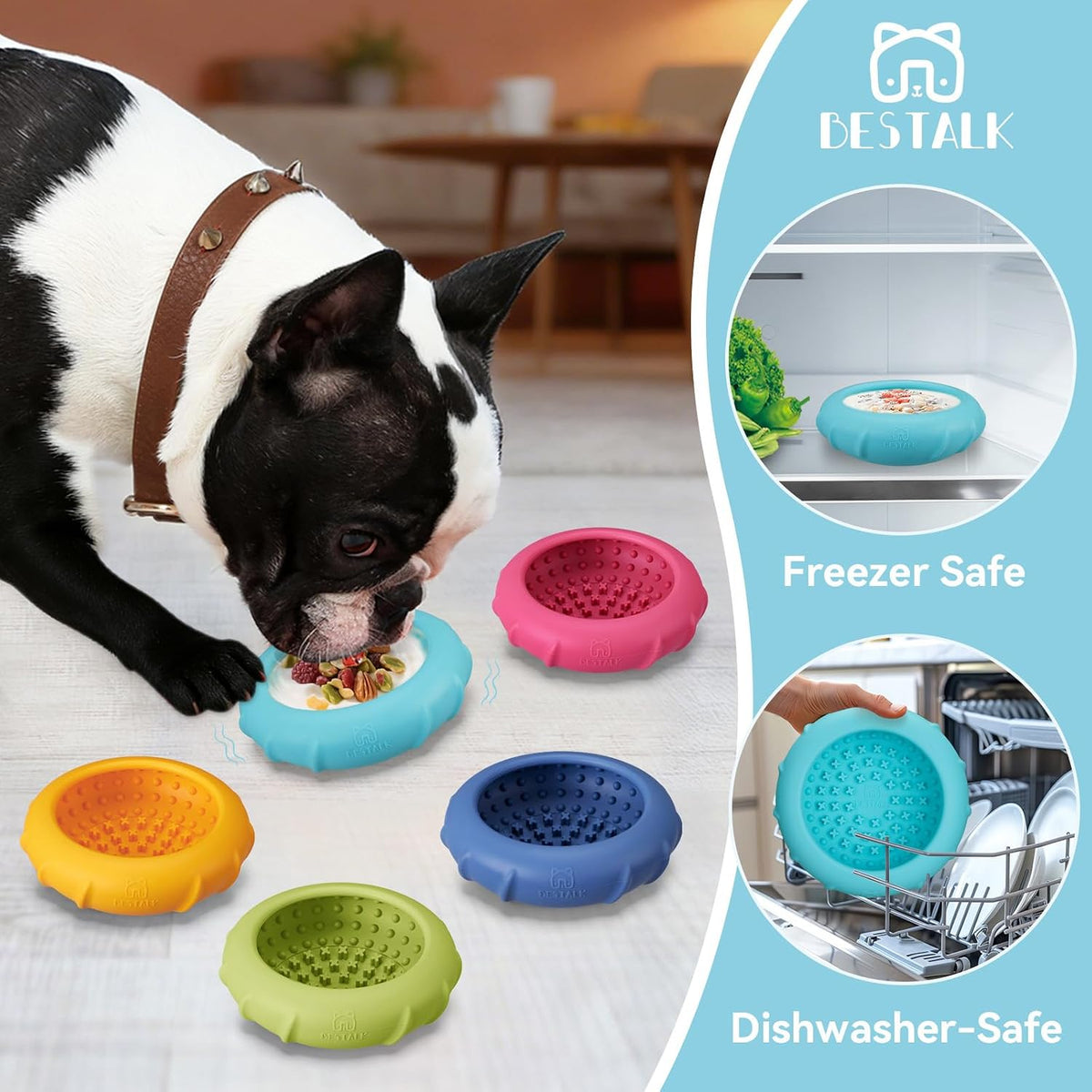 Dog Lick Bowl, Bestalk Wobbly Freeze Bowl Enrichment Feeder for Dogs, Anxiety Relief Lick Mat Puzzle Toy for Distraction, BPA Free Silicone, Dishwasher Safe(Teal,S)