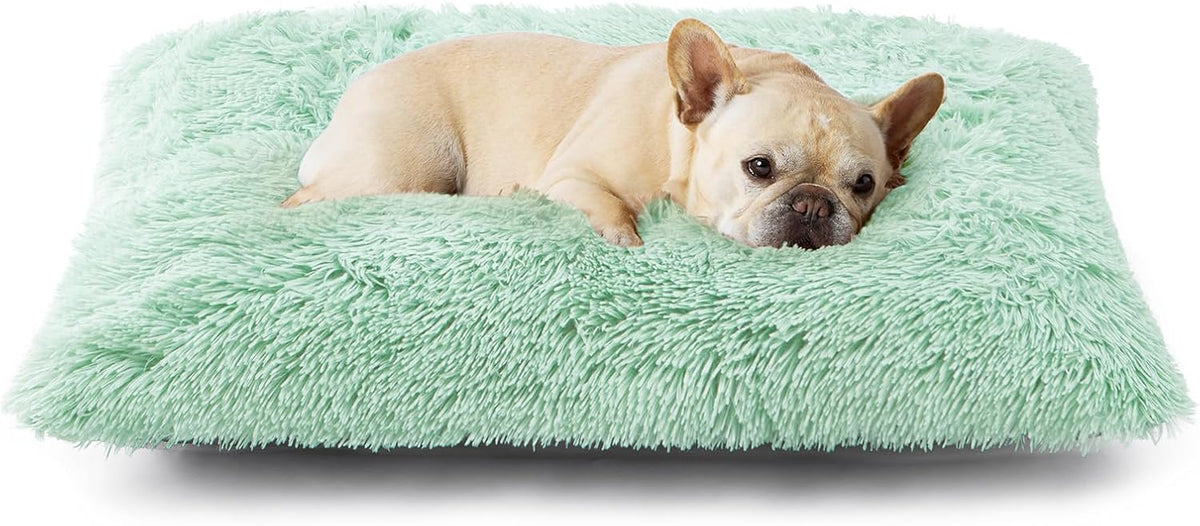 EHEYCIGA Fluffy Dog Crate Bed for Medium Dogs, Plush Crate Pad, Apple Green
